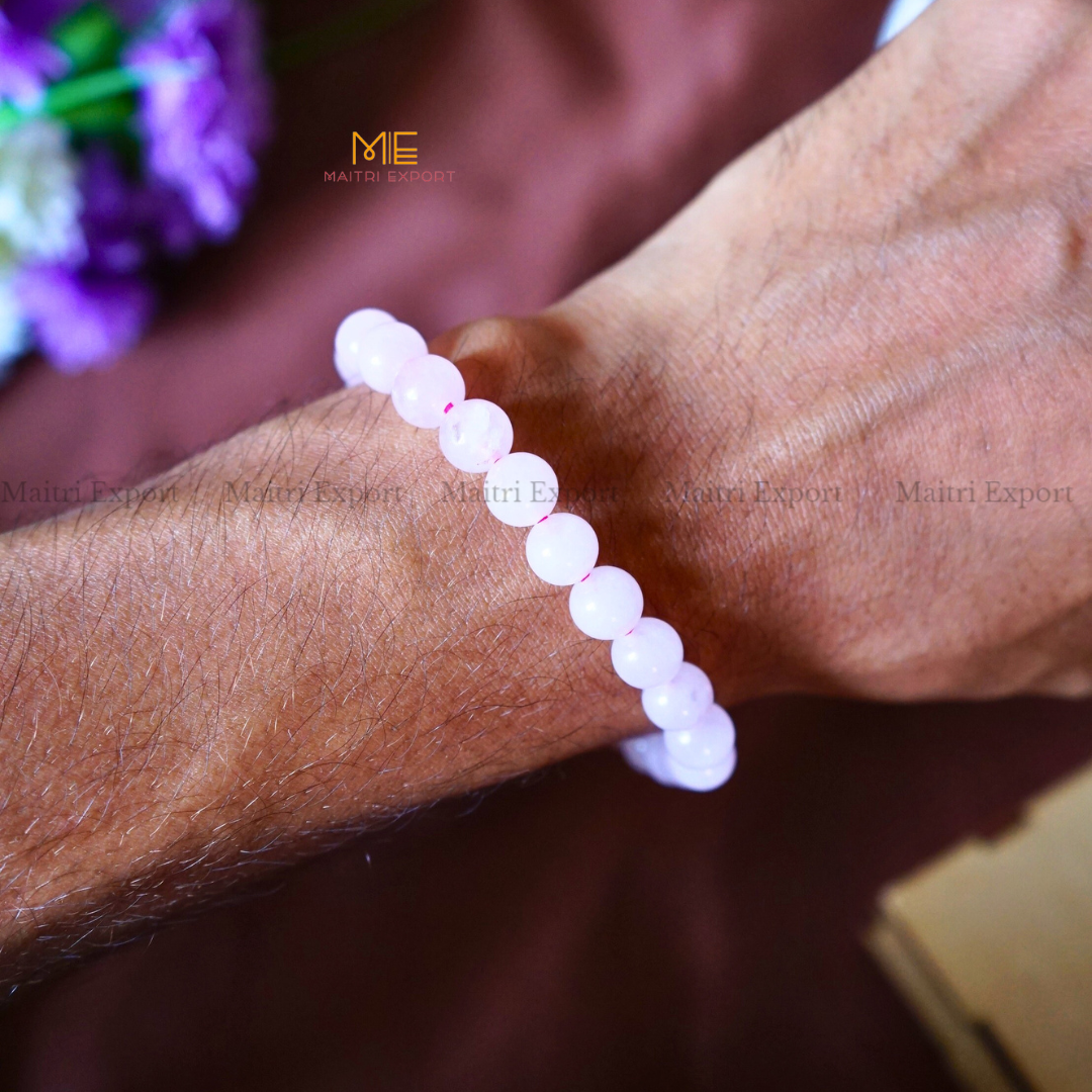 Rose Quartz Natural Crystal Healing Bracelet-Maitri Export | Crystals Store