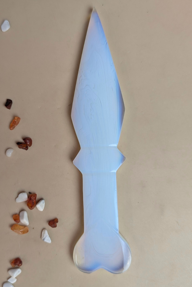 Selenite / black / opalite 6 Inch Knife-Opal-4-Maitri Export | Crystals Store