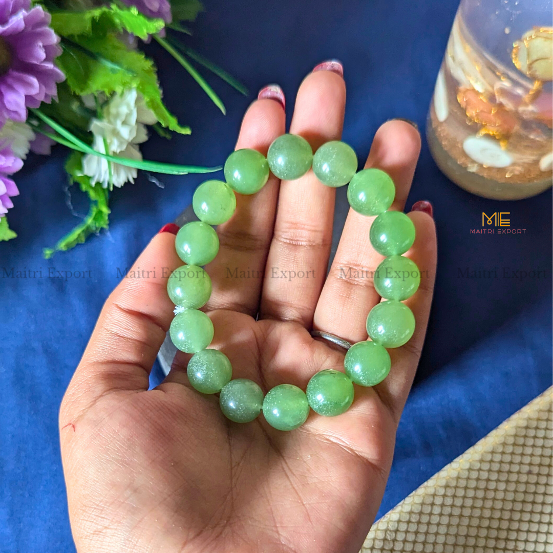 Natural Crystal Healing Stone 12mm Bracelet-Green Aventurine-Maitri Export | Crystals Store