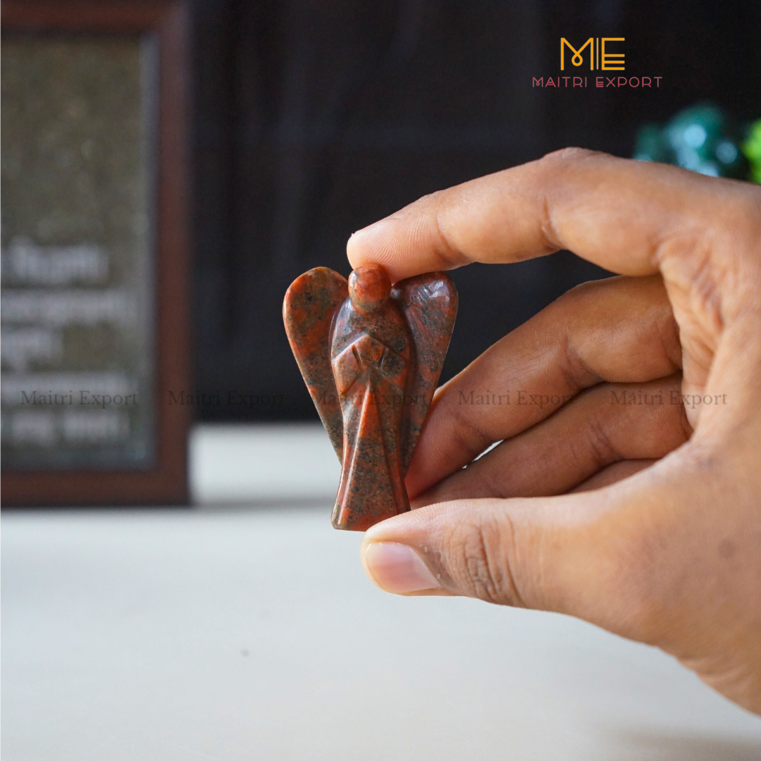 Natural Crystal stone Guardian angel figurine ( 2 inch )-Mahogany-Maitri Export | Crystals Store