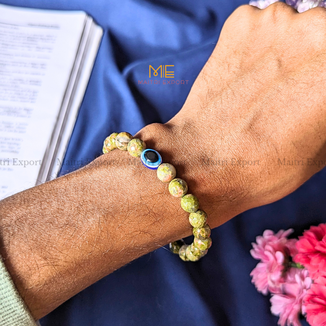 8mm faceted crystal beaded bracelet with evil eye-Maitri Export | Crystals Store