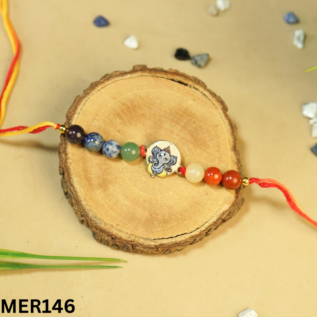 7 chakra stones with kids cartoon charms rakhi.-Ganesha No.9 [MER146]-Maitri Export | Crystals Store