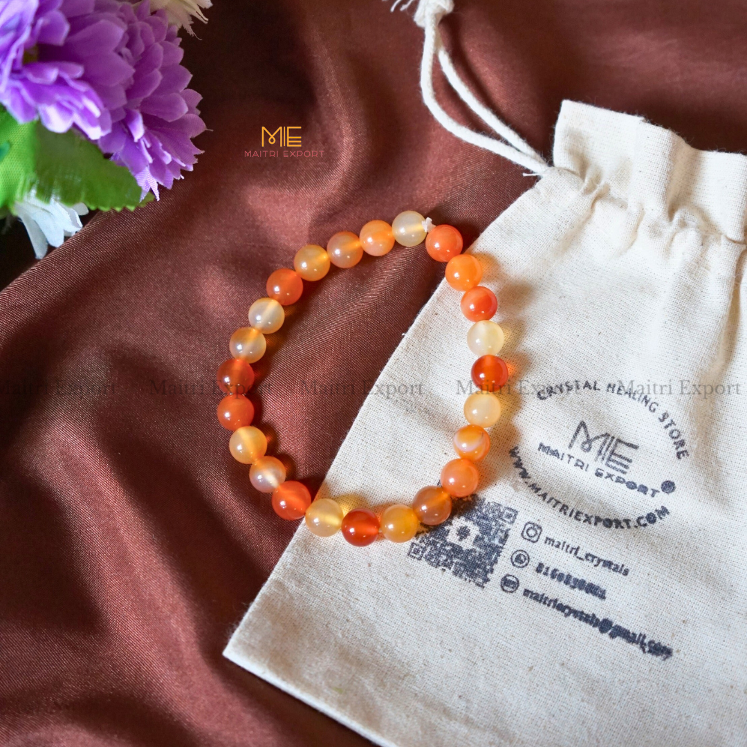 Red Carnelian Natural Crystal Healing Bracelet-Maitri Export | Crystals Store