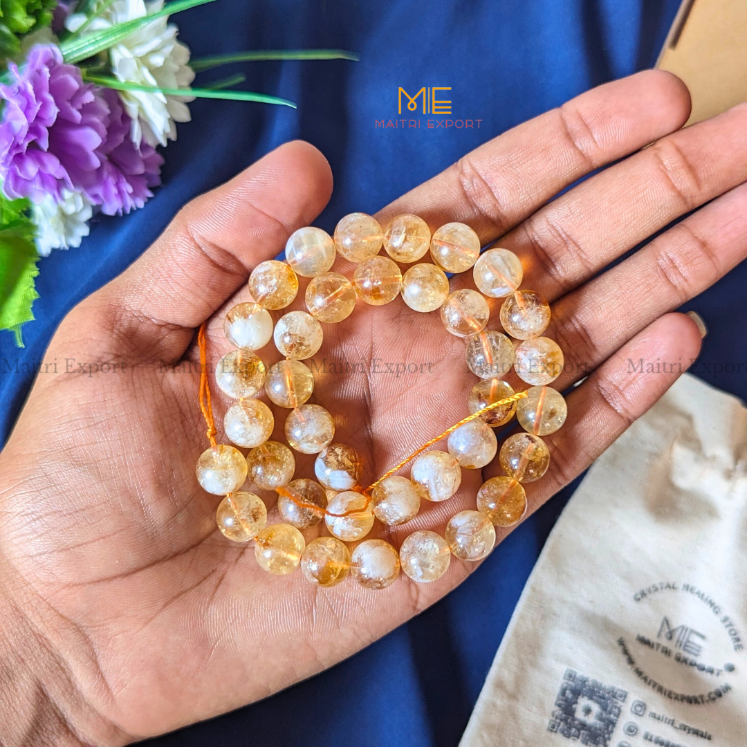 10mm round loose crystal beads strand / string-Citrine Natural-Maitri Export | Crystals Store