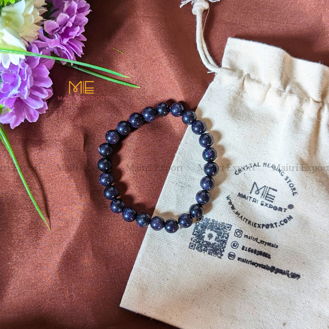 Blue Goldstone Natural Crystal Healing Bracelet-Maitri Export | Crystals Store