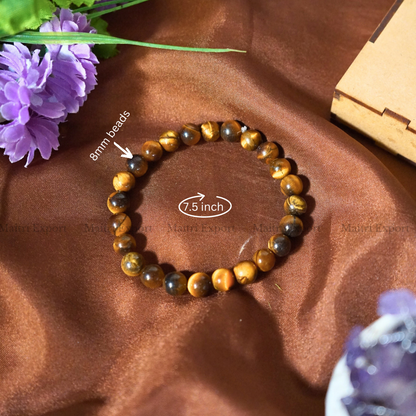 Tiger Eye Natural Crystal Healing Bracelet-Maitri Export | Crystals Store