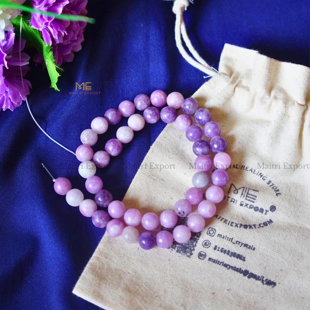 Lepidolite Natural Stone 8mm Loose Beads Line-Maitri Export | Crystals Store