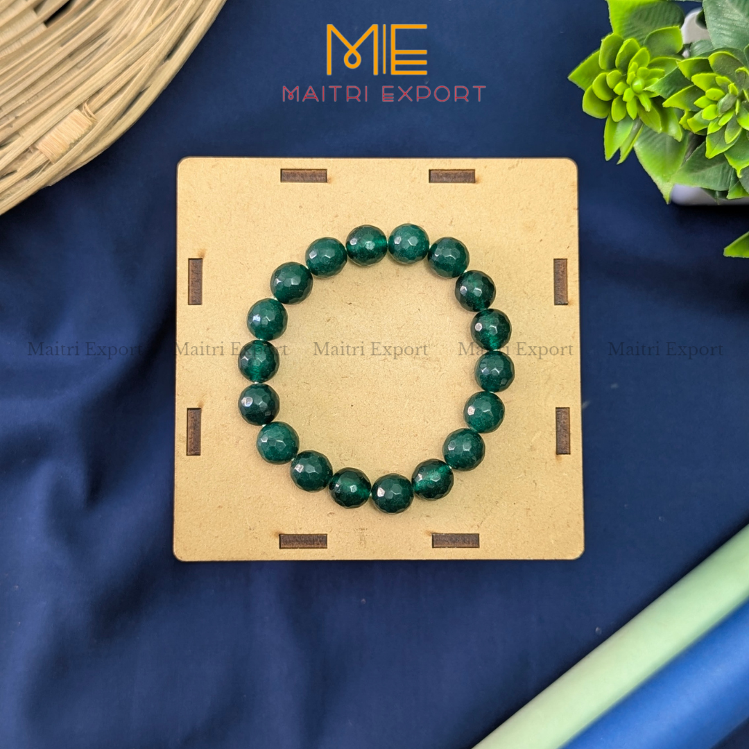 10mm crystal round beads Faceted Bracelet-Green jade-Maitri Export | Crystals Store