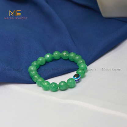 10mm crystal round beads Faceted With Evil Eye Bracelet-Green Aventurine-Maitri Export | Crystals Store