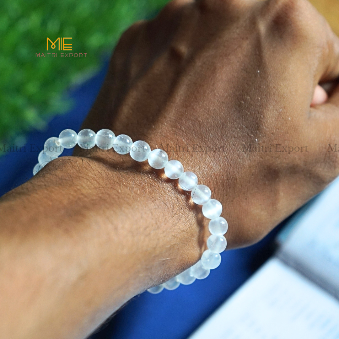 Selenite Natural Crystal Healing Bracelet-Maitri Export | Crystals Store