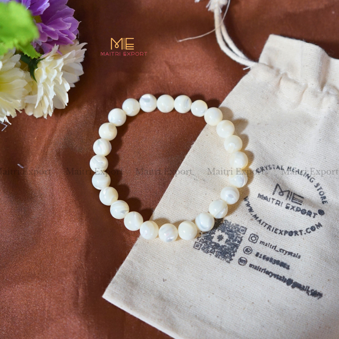 Mother Of Pearl 8mm Natural Crystal Healing Bracelet-Maitri Export | Crystals Store