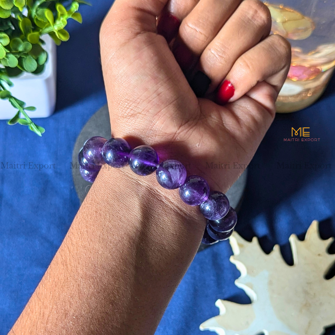 Natural Crystal Healing Stone 12mm Bracelet-Maitri Export | Crystals Store