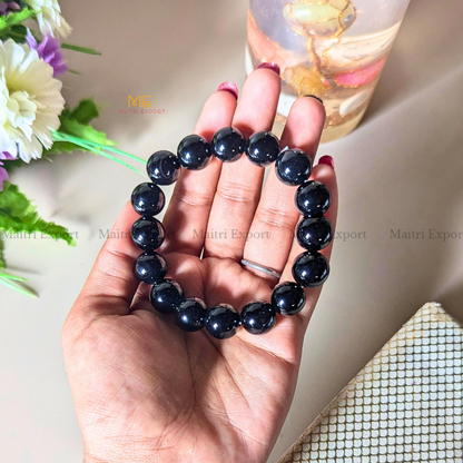 Natural Crystal Healing Stone 12mm Bracelet-Black Onyx-Maitri Export | Crystals Store