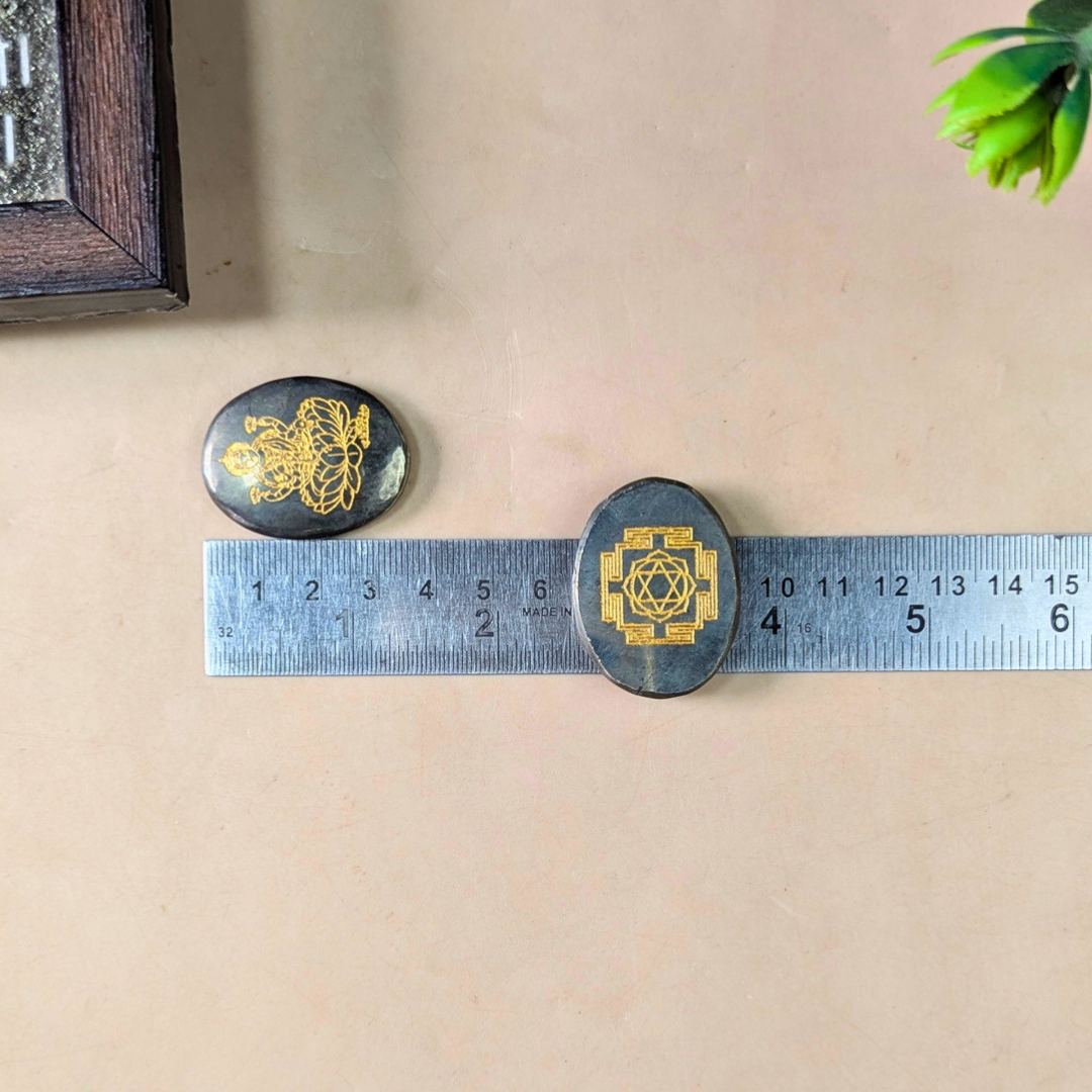 Pyrite Laxmi Shreeyantra Carving Oval