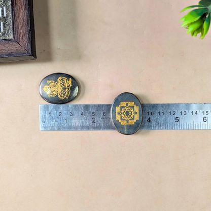 Pyrite Laxmi Shreeyantra Carving Oval