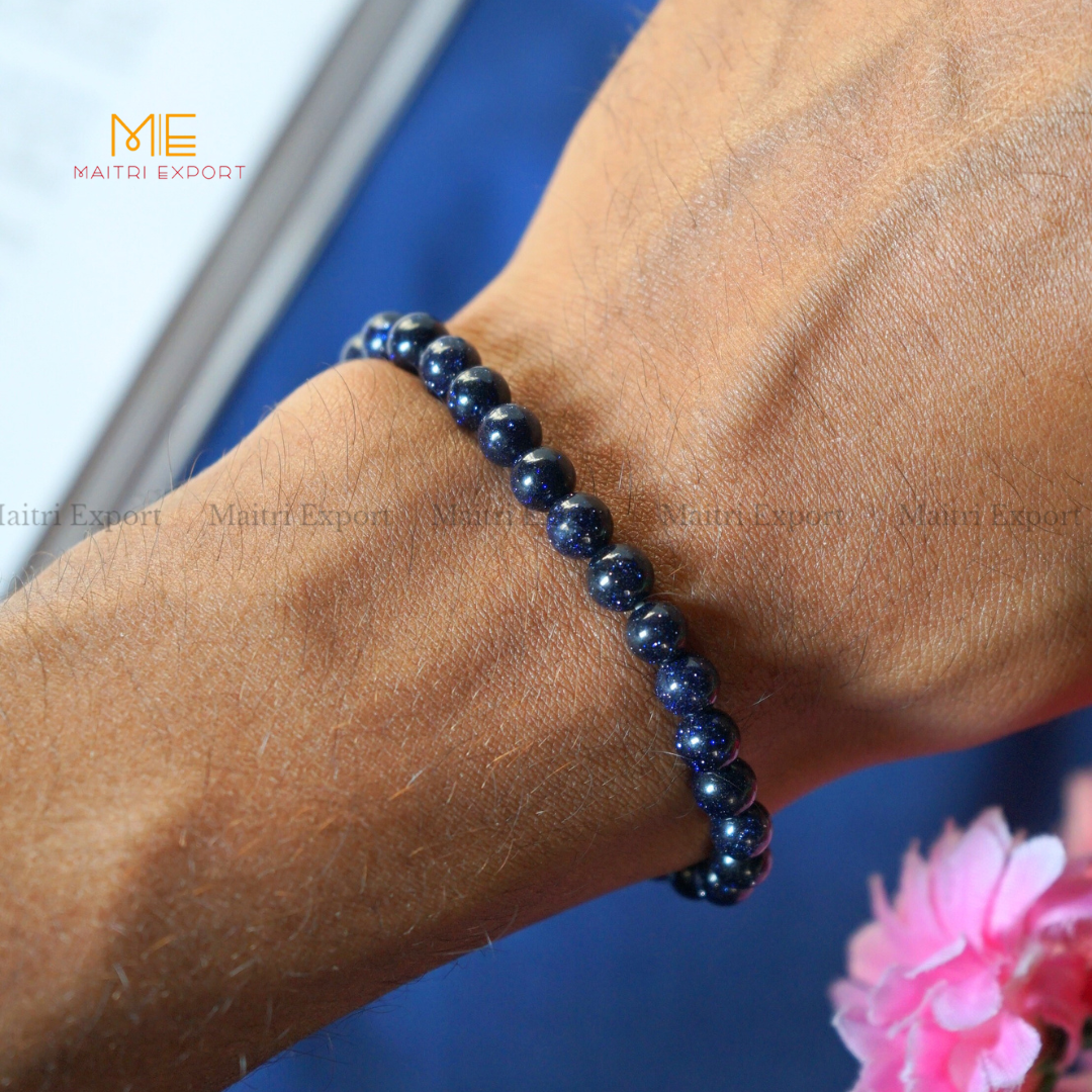 Blue Goldstone Natural Crystal Healing Bracelet-Maitri Export | Crystals Store