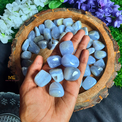 Blue Lace Agate Natural Crystal Healing Stone Tumble / Pocket Stone-Maitri Export | Crystals Store