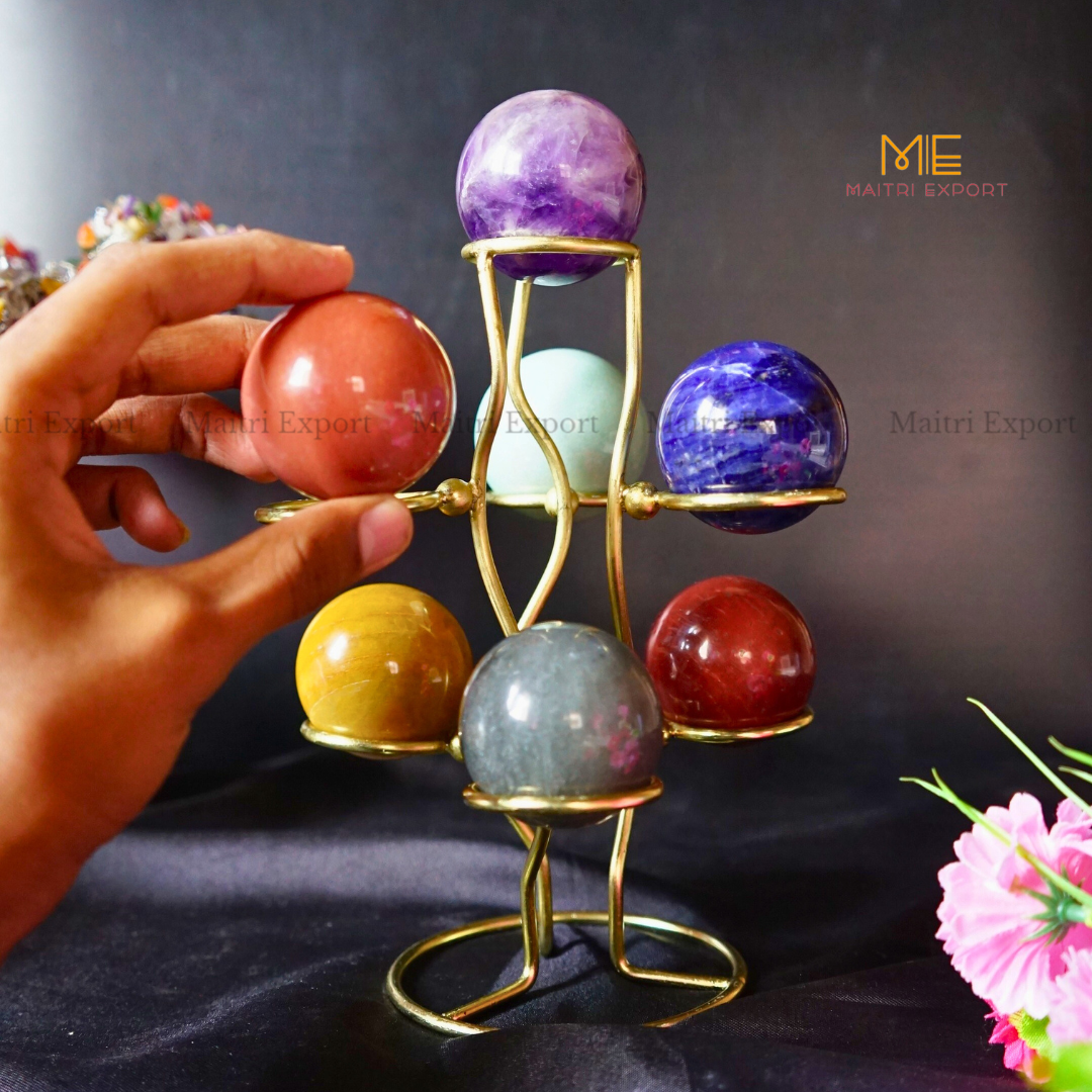 7 Chakra Crystal stone Ball / Sphere Set-Maitri Export | Crystals Store