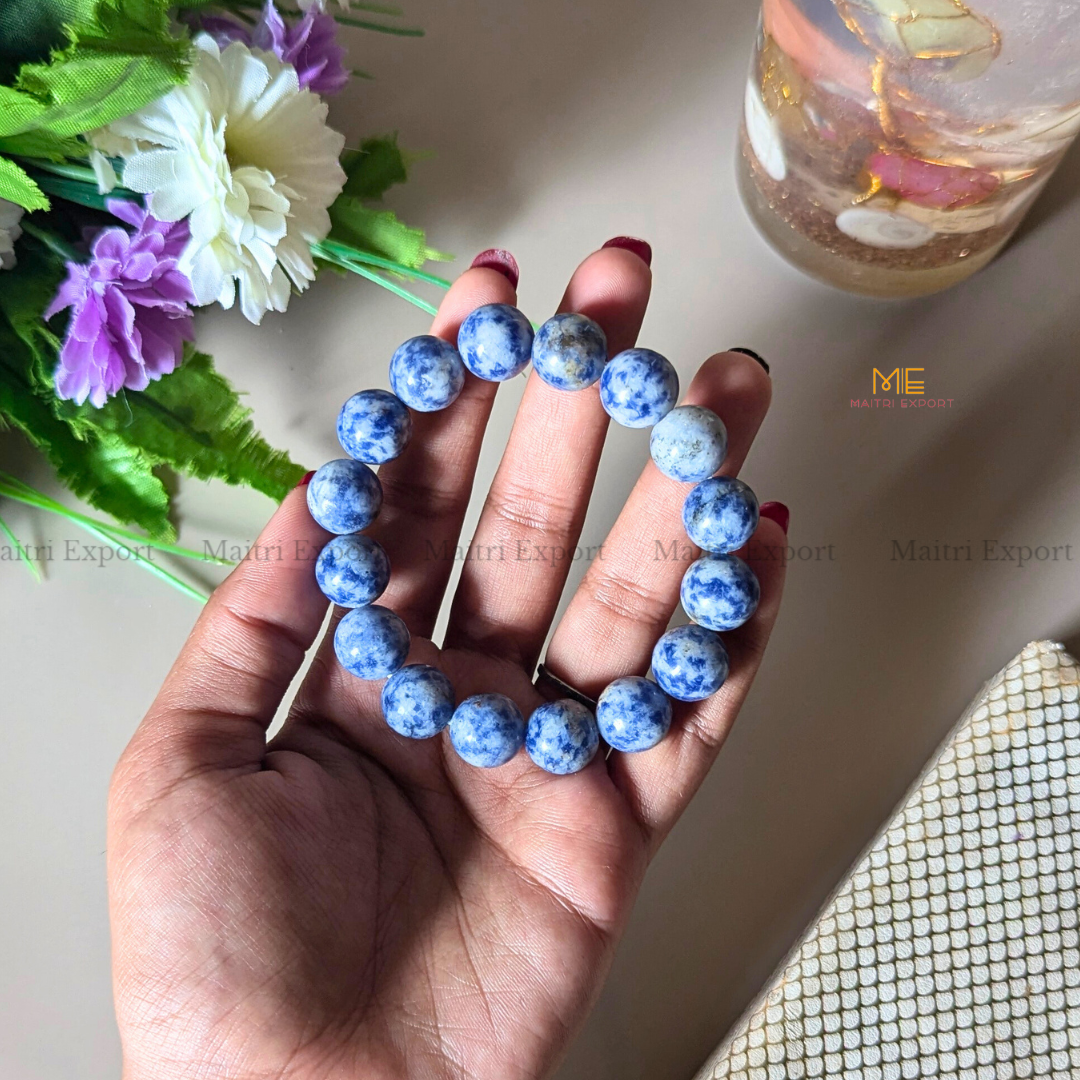 Natural Crystal Healing Stone 12mm Bracelet-Sodalite-Maitri Export | Crystals Store