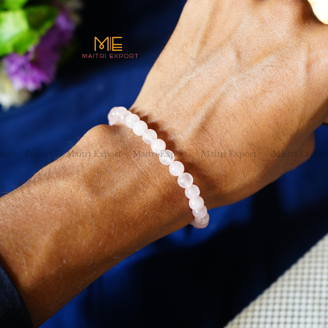 Rose Quartz Natural Crystal Healing Bracelet-Maitri Export | Crystals Store