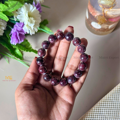Natural Crystal Healing Stone 12mm Bracelet-Garnet-Maitri Export | Crystals Store