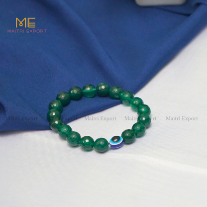 10mm crystal round beads Faceted With Evil Eye Bracelet-Green Jade-Maitri Export | Crystals Store