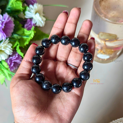 Natural Crystal Healing Stone 12mm Bracelet-Black Tourmaline-Maitri Export | Crystals Store