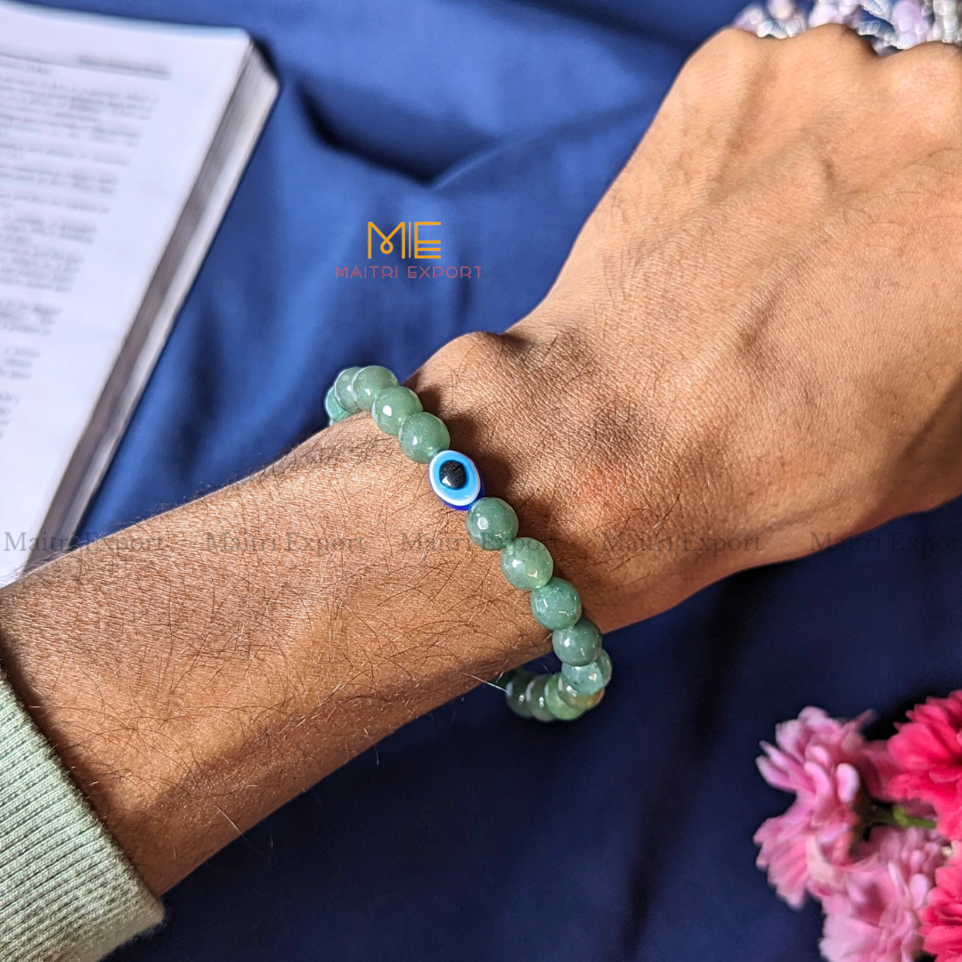 8mm faceted crystal beaded bracelet with evil eye-Maitri Export | Crystals Store