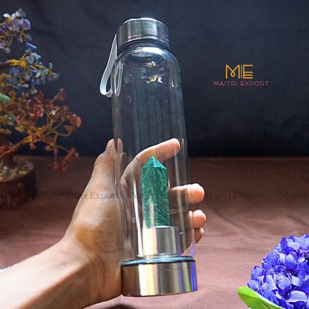Natural Healing Stone Wand Crystal Infused Elixir Bottle-Malachite-Maitri Export | Crystals Store