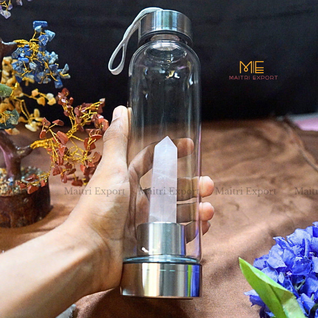 Natural Healing Stone Wand Crystal Infused Elixir Bottle-Rose Quartz-Maitri Export | Crystals Store