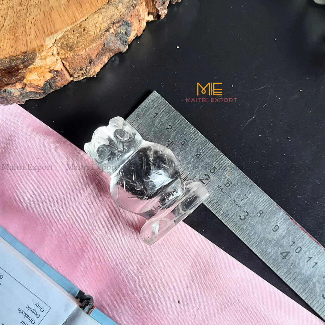 Natural Crystal Stones Owl Carving / Figurine-Clear quartz-Maitri Export | Crystals Store