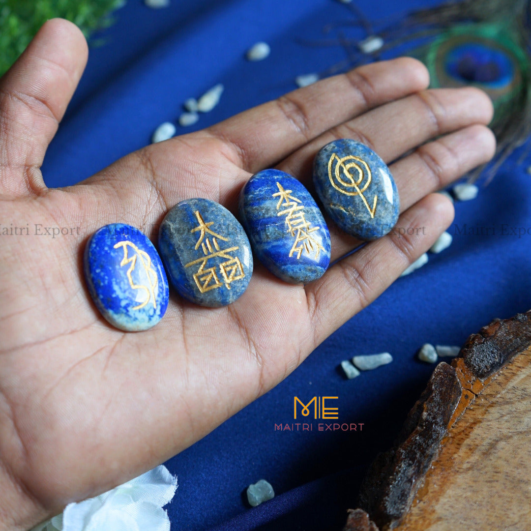 Natural crystal stone Reiki Symbol Usui Oval Set-Lapis Lazuli-Maitri Export | Crystals Store