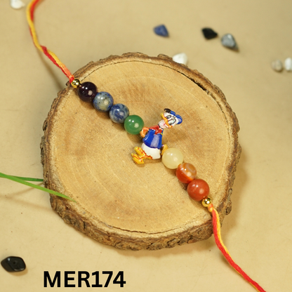 7 chakra stones with kids cartoon charms rakhi.-Duck Cartoon [MER174]-Maitri Export | Crystals Store