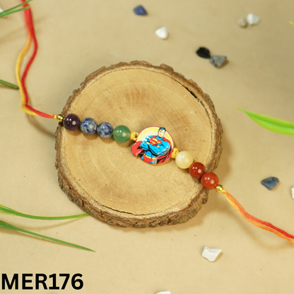 7 chakra stones with kids cartoon charms rakhi.-SuperMan Cartoon [MER176]-Maitri Export | Crystals Store