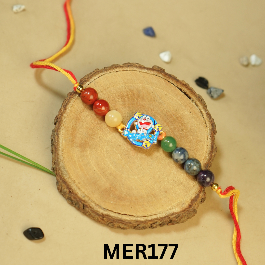 7 chakra stones with kids cartoon charms rakhi.-Doraemon Cartoon [MER177]-Maitri Export | Crystals Store