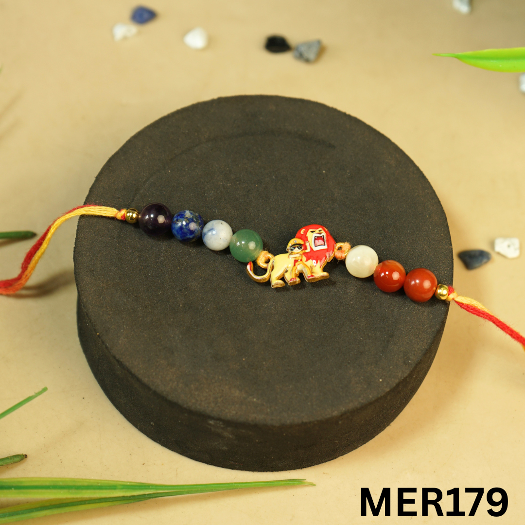 7 chakra stones with kids cartoon charms rakhi.-Lion Cartoon [MER179]-Maitri Export | Crystals Store