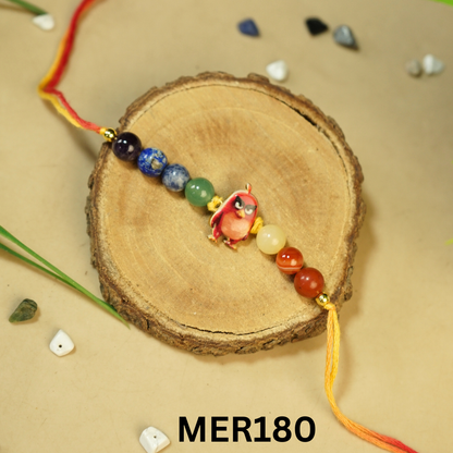 7 chakra stones with kids cartoon charms rakhi.-Angry Birds Cartoon [MER180]-Maitri Export | Crystals Store