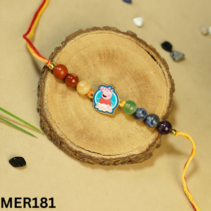 7 chakra stones with kids cartoon charms rakhi.-Peppa Pig Cartoon [MER181]-Maitri Export | Crystals Store