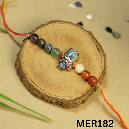 7 chakra stones with kids cartoon charms rakhi.-Captain America No.1 [MER182]-Maitri Export | Crystals Store