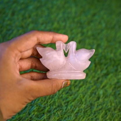 Rose quartz mandarin duck pair below 100gm