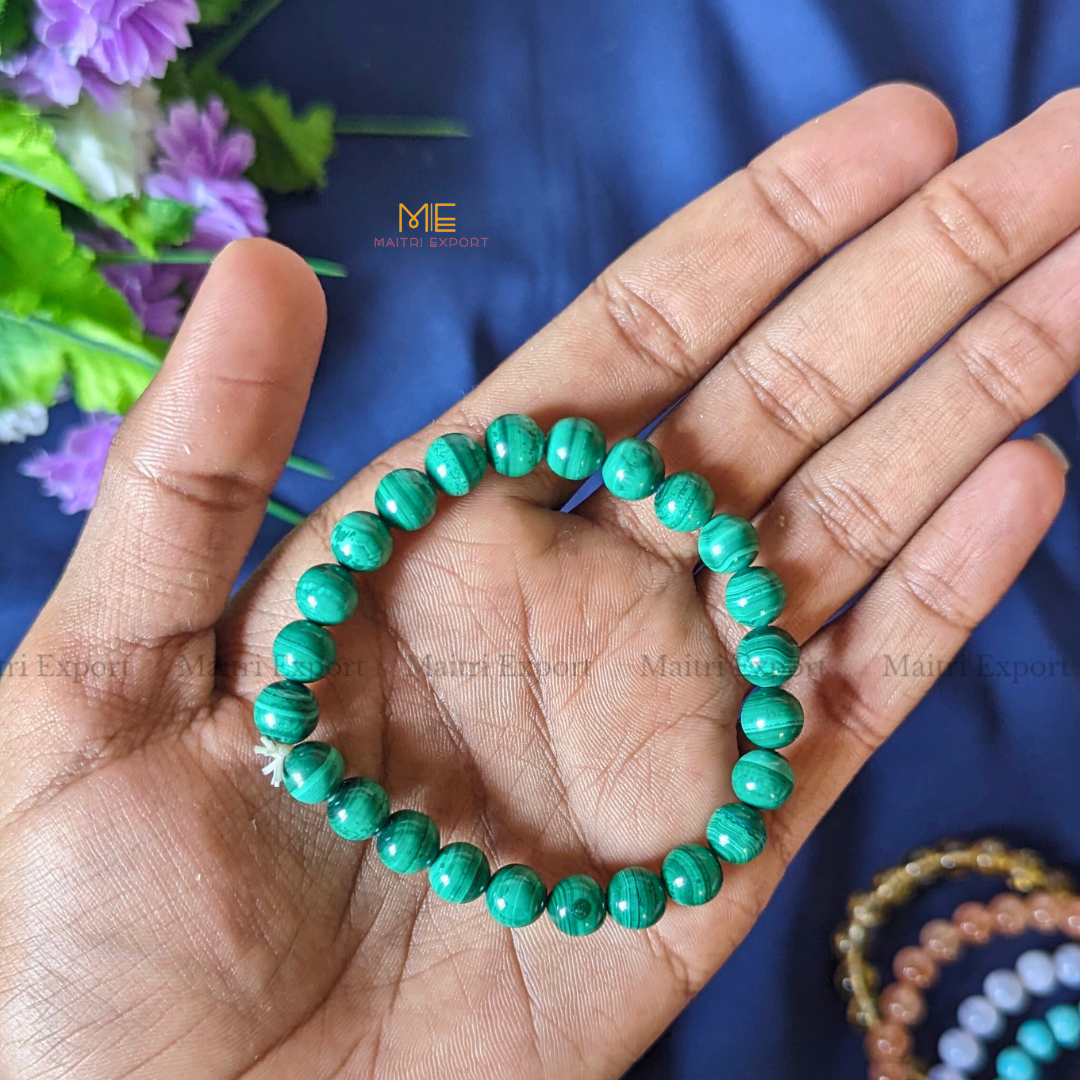 Malachite Natural Crystal Healing Bracelet-8mm-Maitri Export | Crystals Store