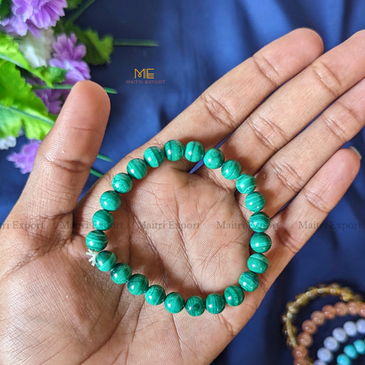 Malachite Natural Crystal Healing Bracelet-8mm-Maitri Export | Crystals Store