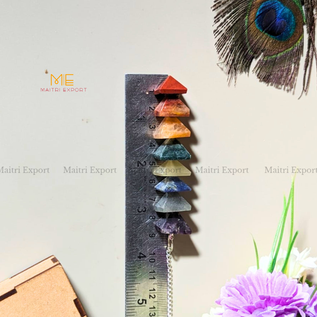 Seven Chakra Pyramid shaped Pendulum-Maitri Export | Crystals Store