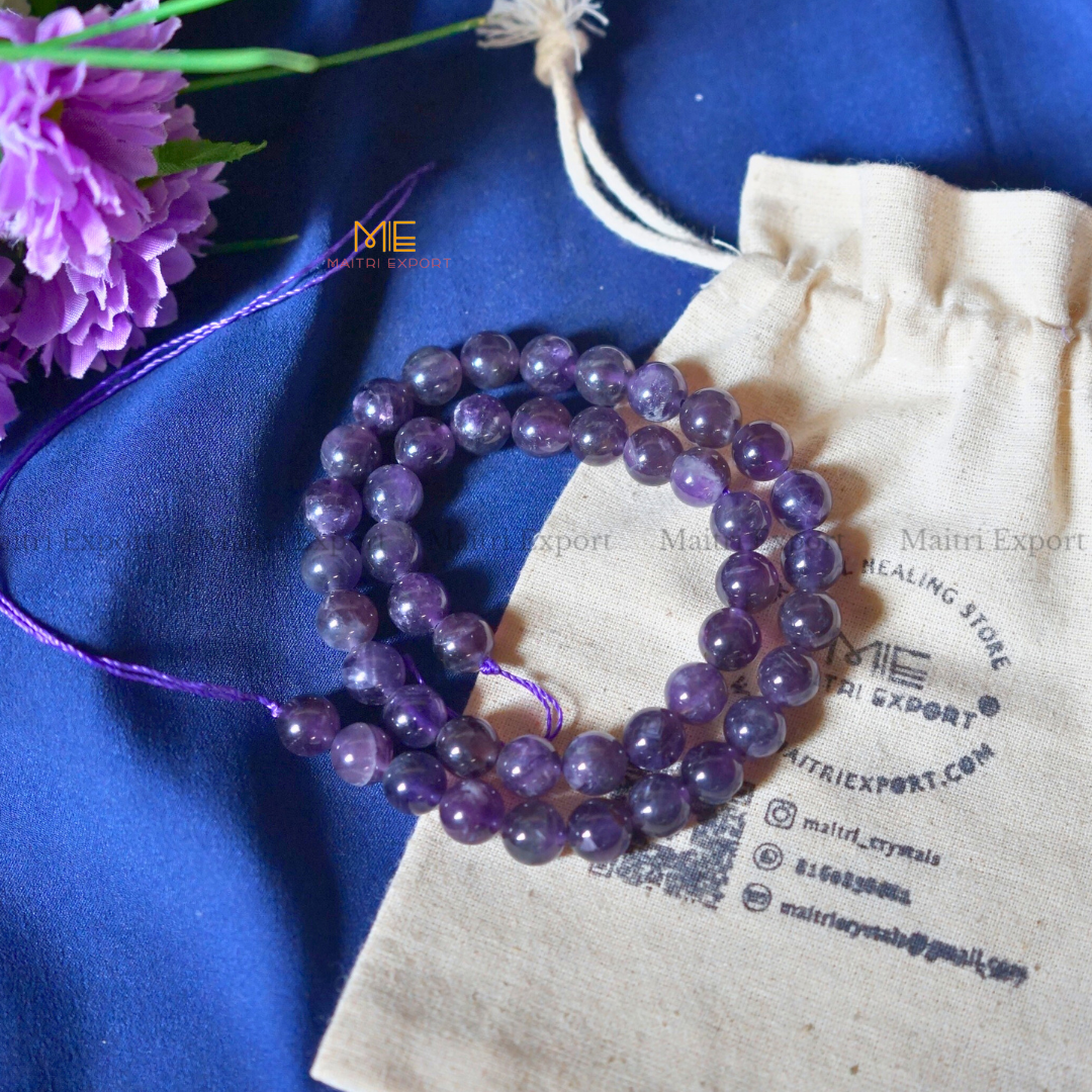 Amethyst Natural Stone Strand/Loose Beads Line For Making Necklace/Jewelry/Bracelet/Mala-Maitri Export | Crystals Store