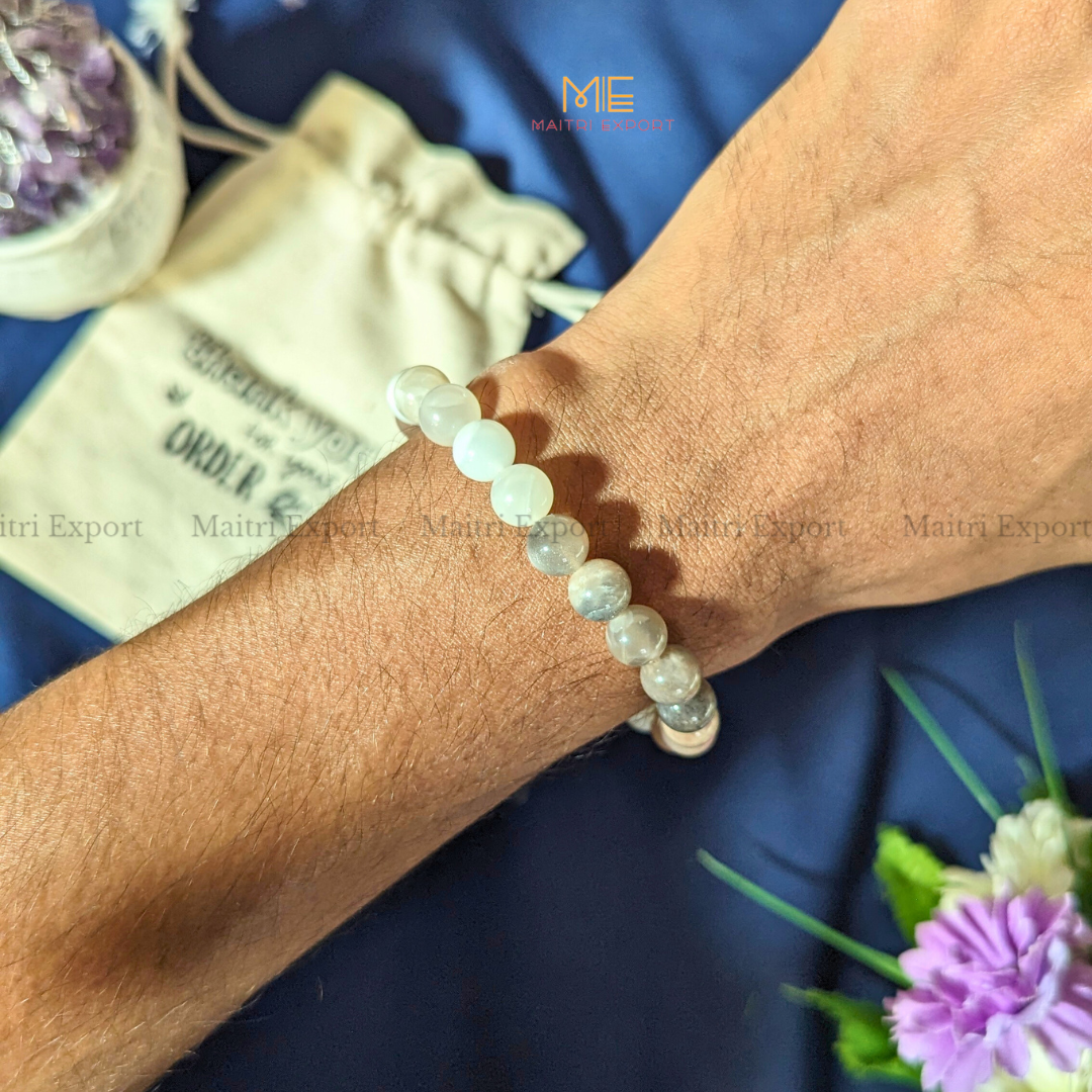 Multi Moonstone 8mm Natural Crystal Healing Bracelet-Maitri Export | Crystals Store