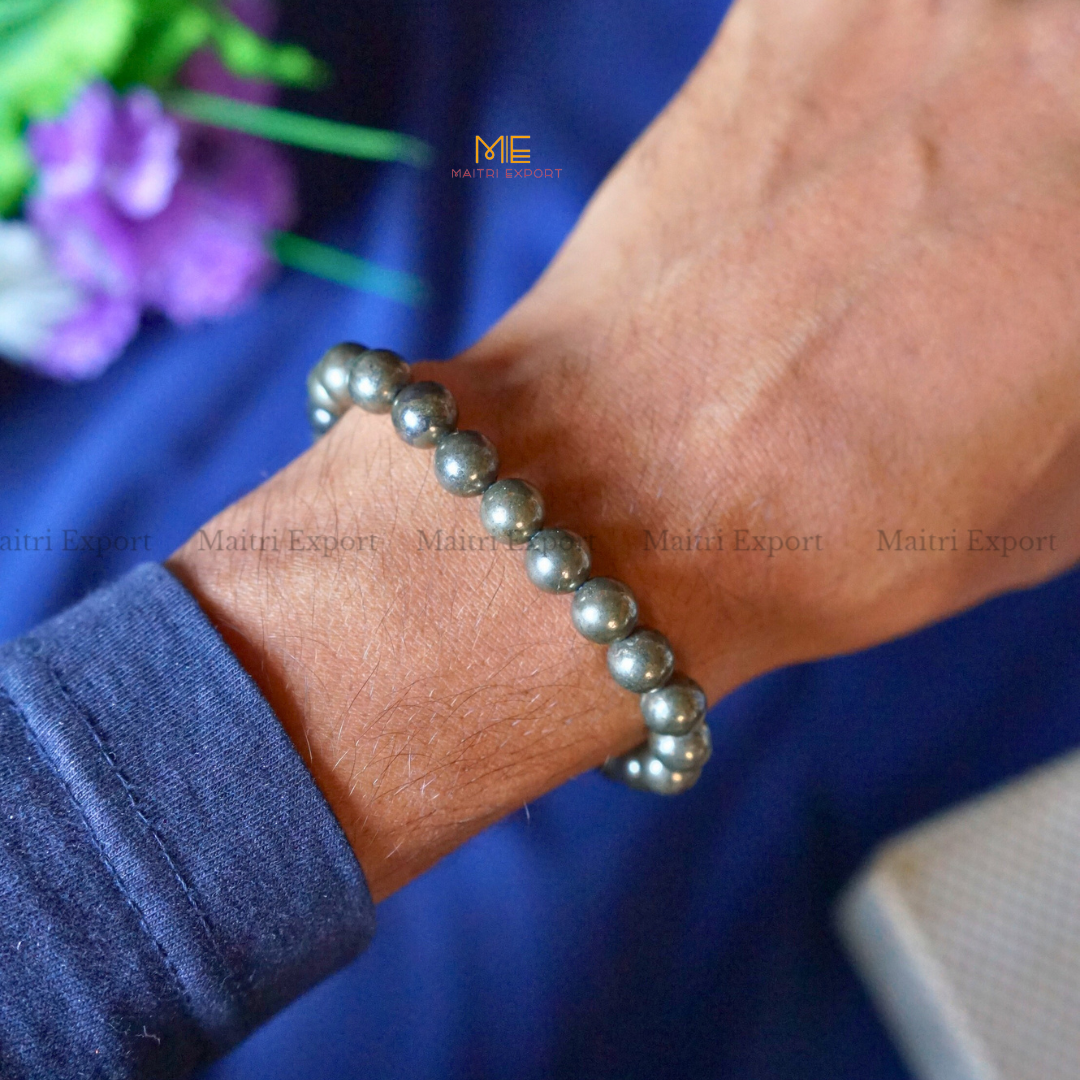 Pyrite Natural Crystal Healing Bracelet-Maitri Export | Crystals Store