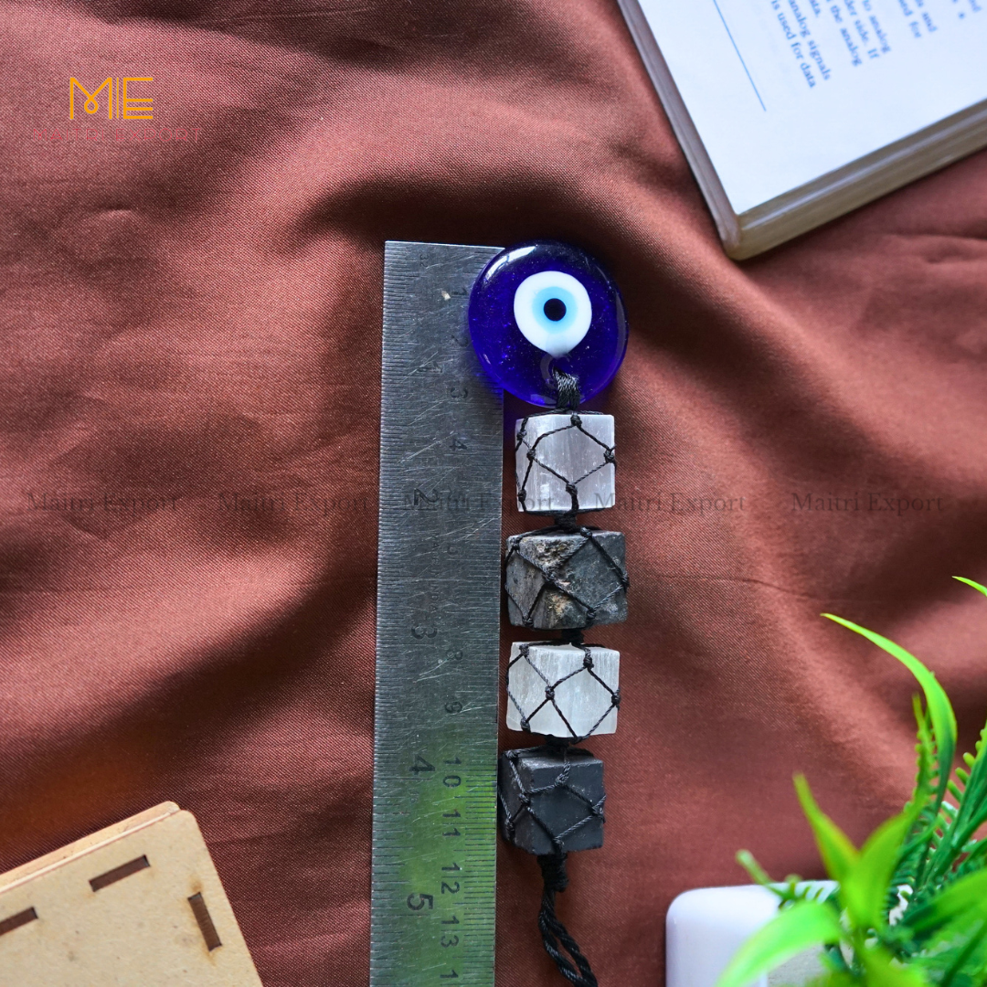 Selenite / Tourmaline Evil Eye Hanger-Maitri Export | Crystals Store