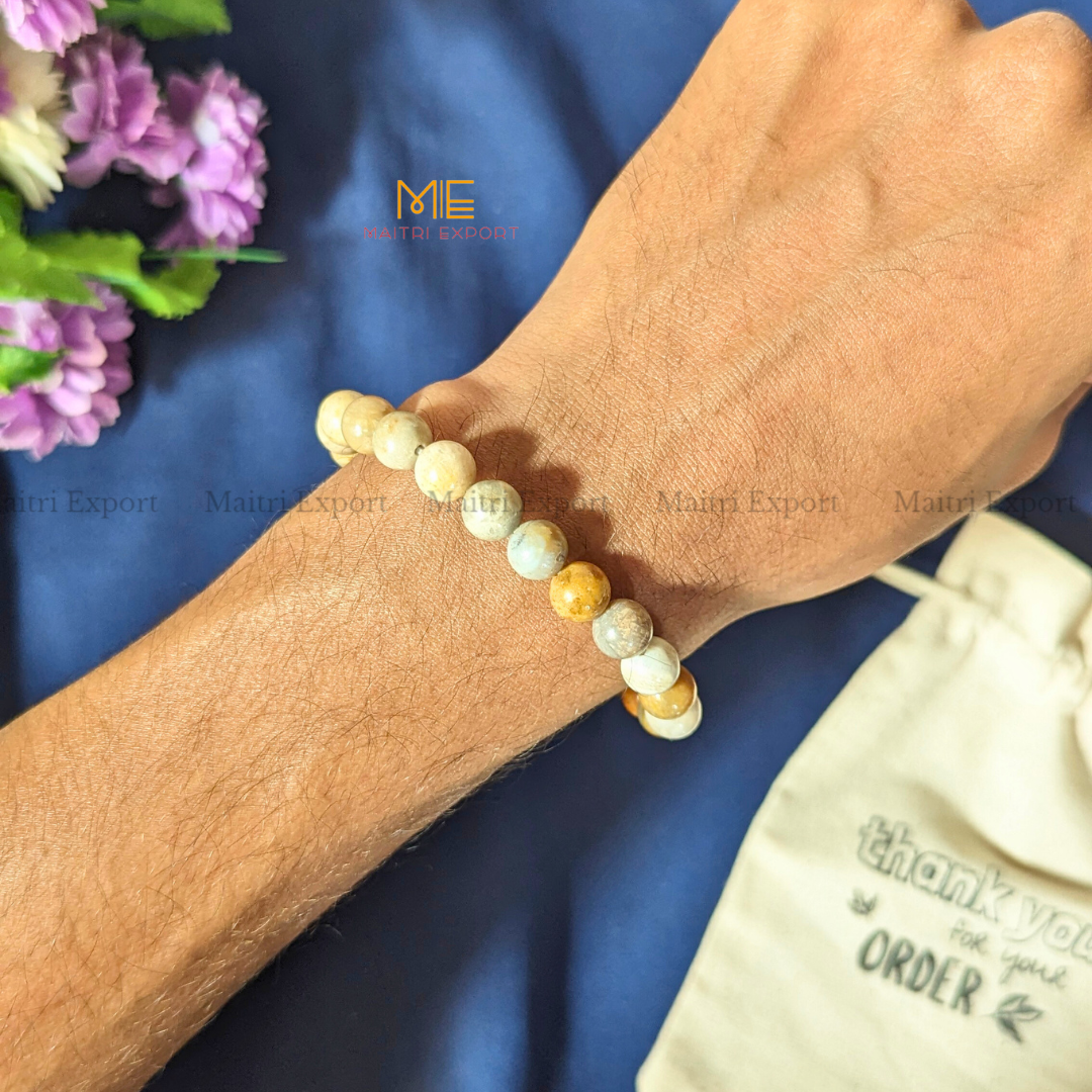 Coral Fossil 8mm Natural Crystal Healing Bracelet-Maitri Export | Crystals Store