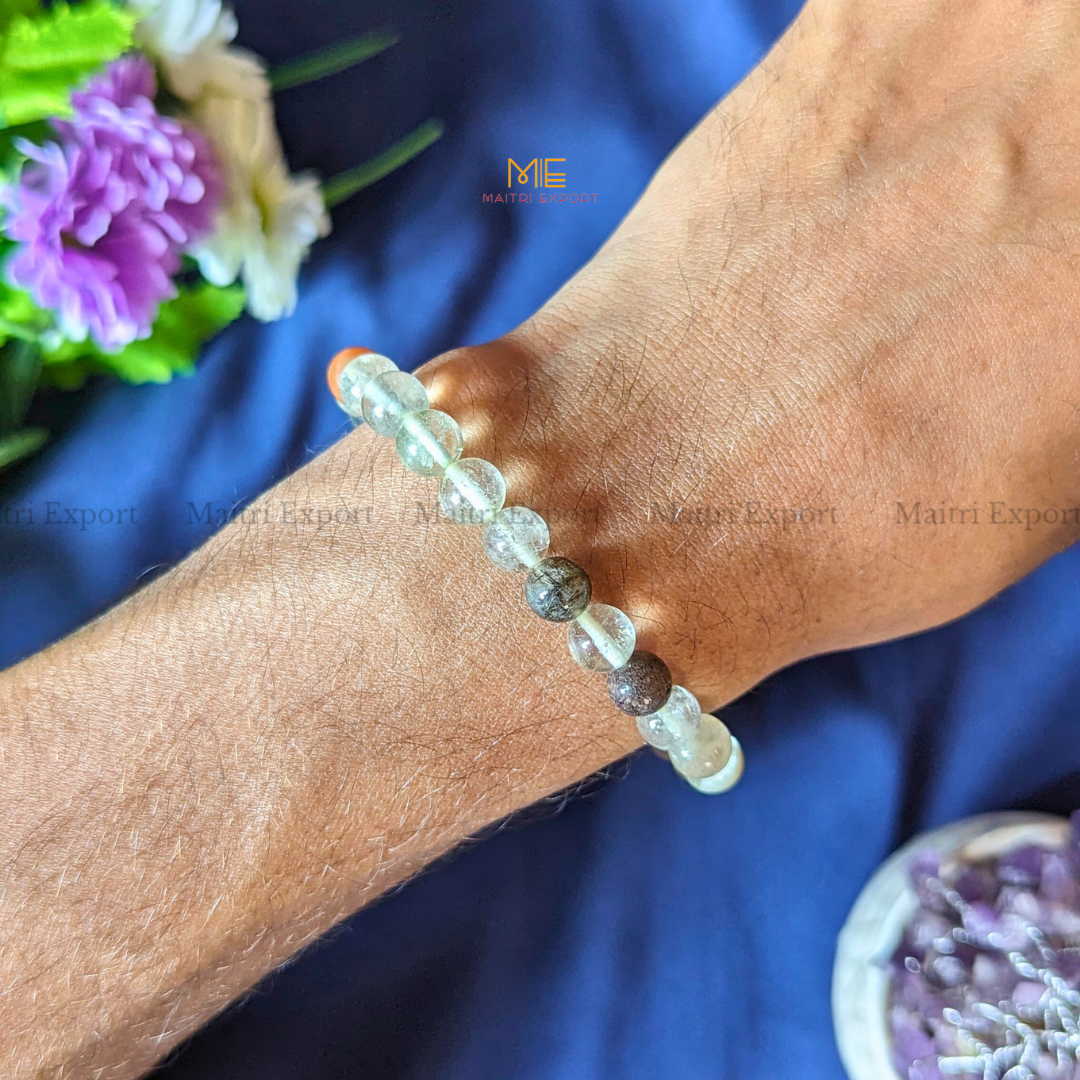 Lodolite/Garden Quartz 8mm Crystal Healing Bracelet-Maitri Export | Crystals Store
