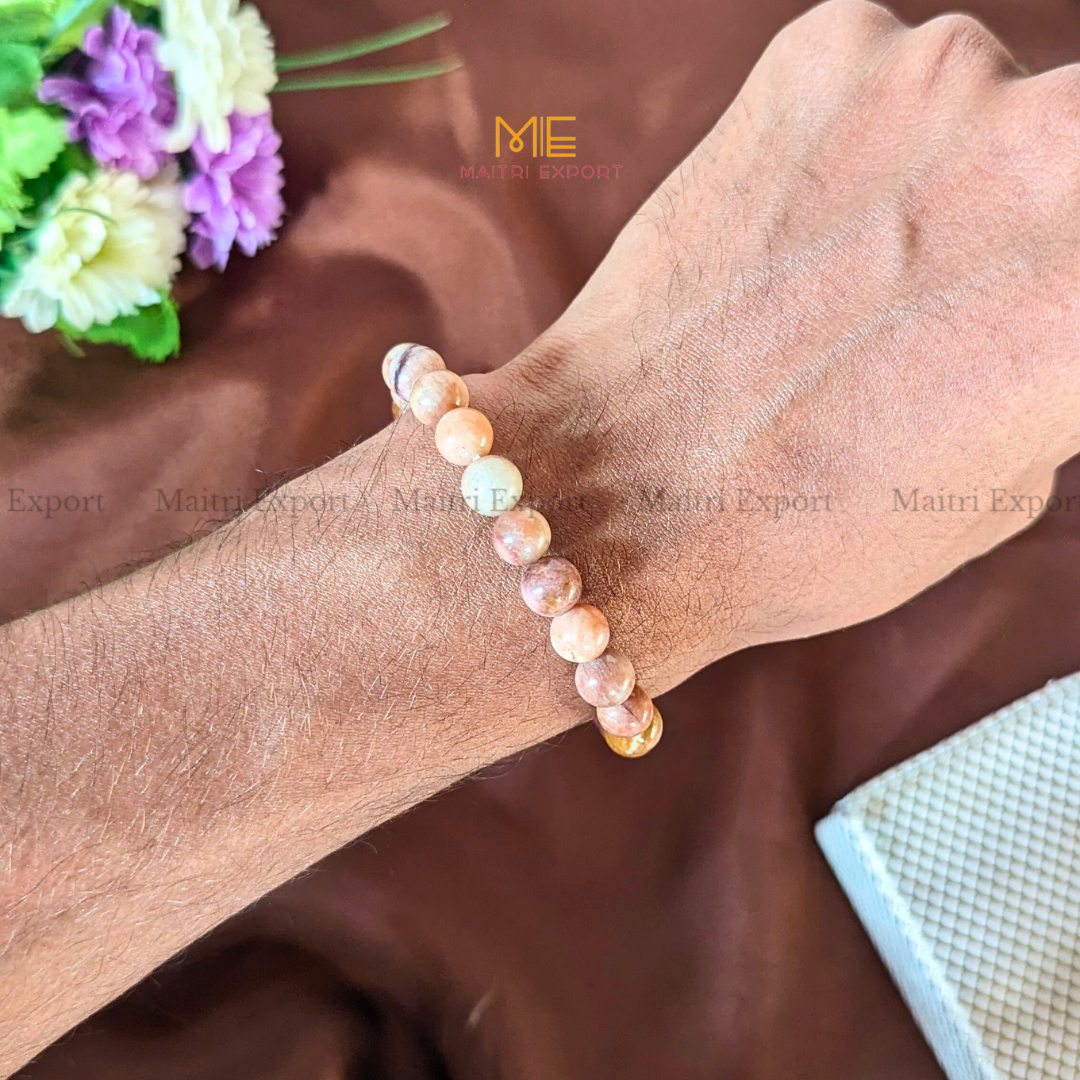 Sunstone 8mm Natural Crystal Healing Bracelet-Maitri Export | Crystals Store